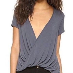NEW Urban Outfitters PST Gray Surplice Cross Top S